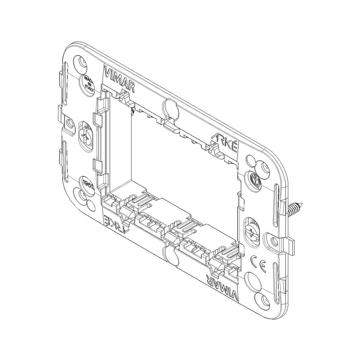 Vimar Arké 3-Module Mounting Frame, Flush-Mounted, With Screws