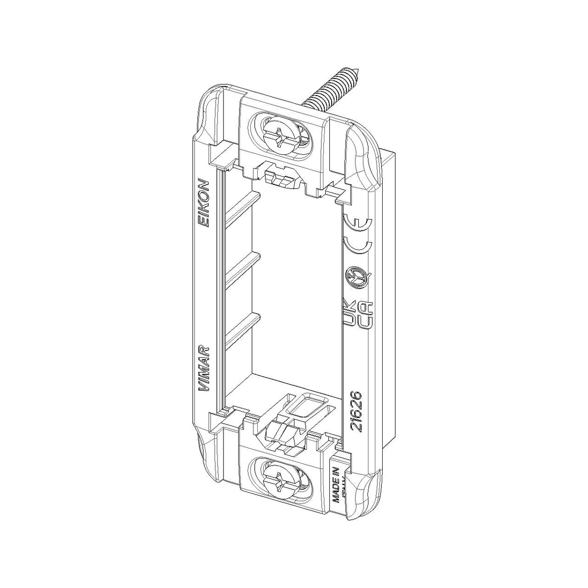 Vimar Eikon 1-Module Panel Mount Frame, Flush Mount, With Screws, 10pk