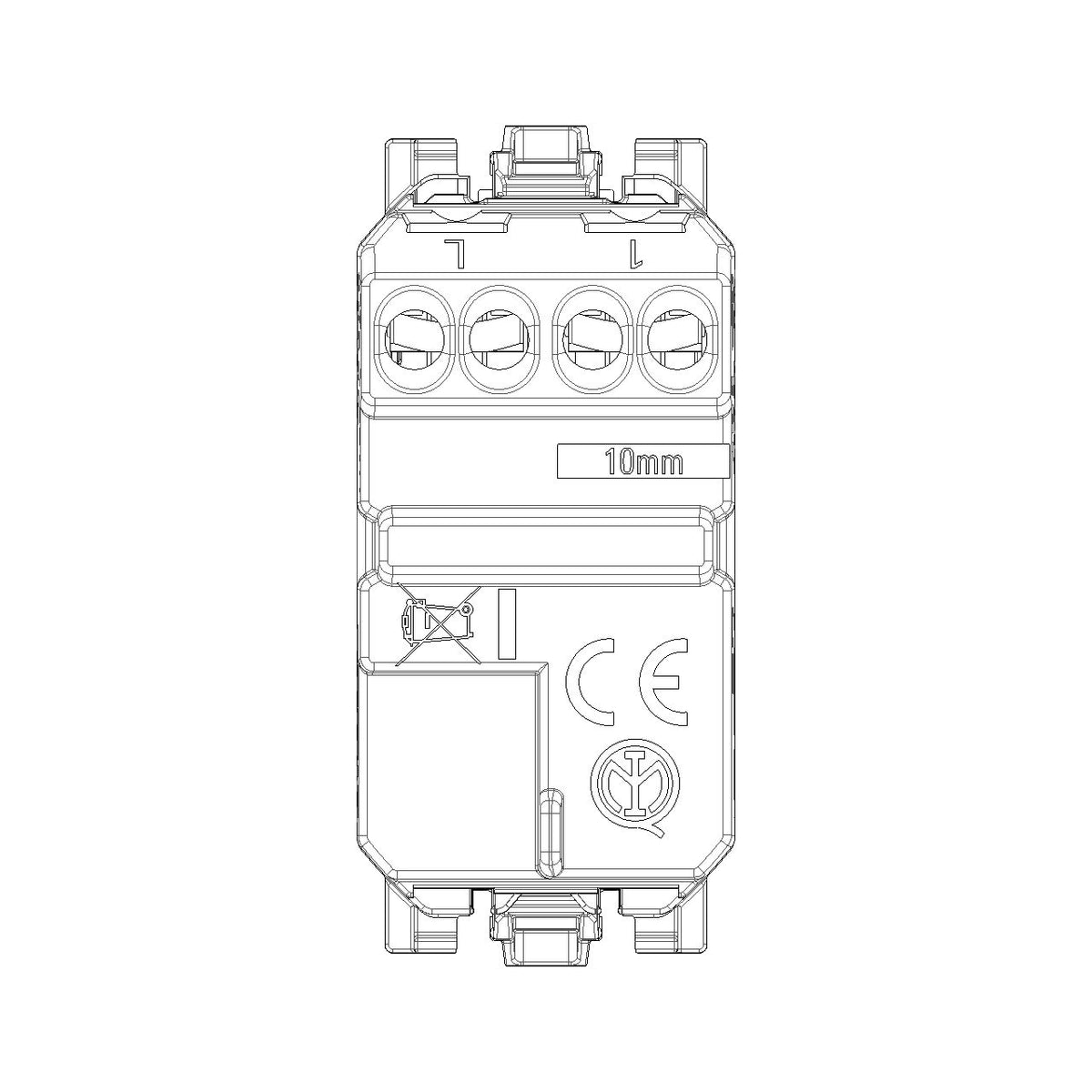 Vimar Linea 1P NO Pushbutton Mechanism, For 1-Module Button, 10A 250V, IP40, Illuminable