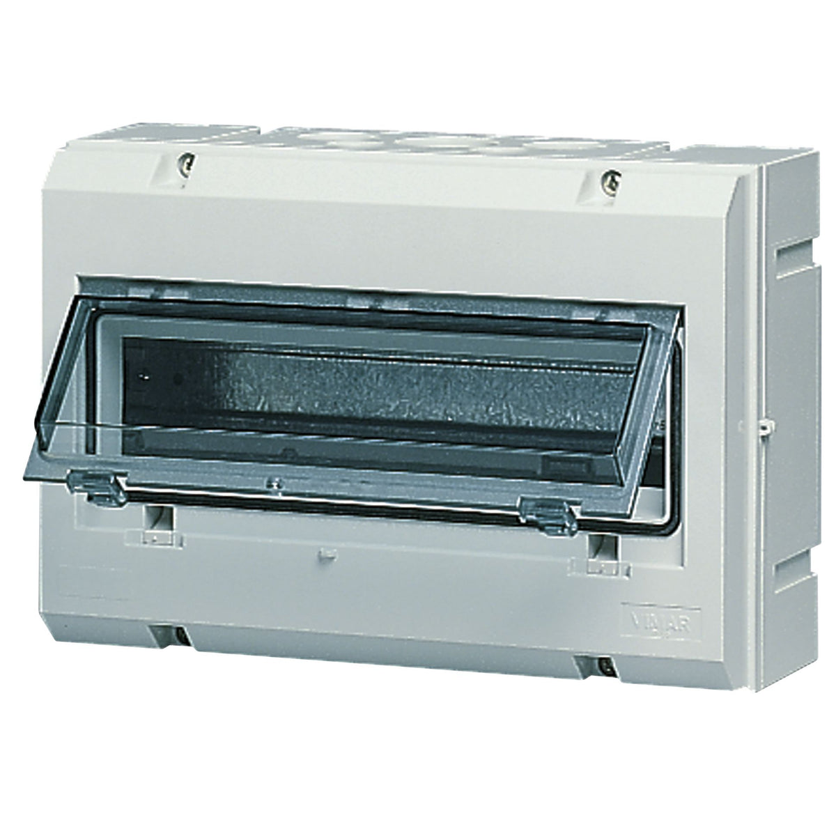 Vimar Surface-Mount Consumer Unit Enclosure, IP55, 12+1 Modules, Horizontally Hinged Transparent Door, DIN Rail