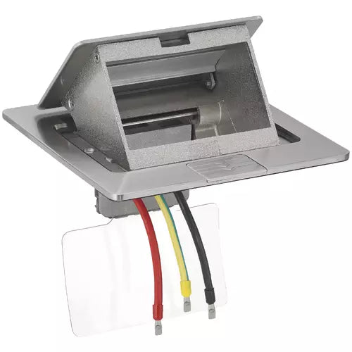 Vimar 3-Module Flush-Mount Floor Turret, For Eikon/Arké/Plana/Neve Devices, 120x120x60.5 mm, 3 Conduit Inlets, Metal, Includes Mounting Frame