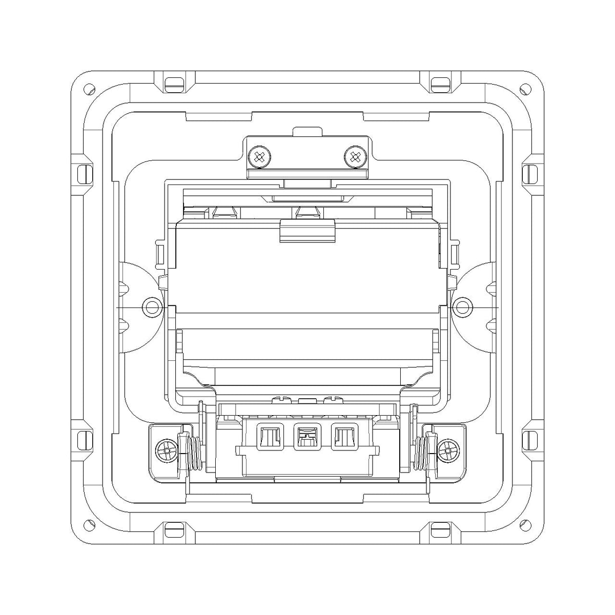 Vimar 3-Module Flush-Mount Floor Turret, For Eikon/Arké/Plana/Neve Devices, 120x120x60.5 mm, 3 Conduit Inlets, Metal, Includes Mounting Frame