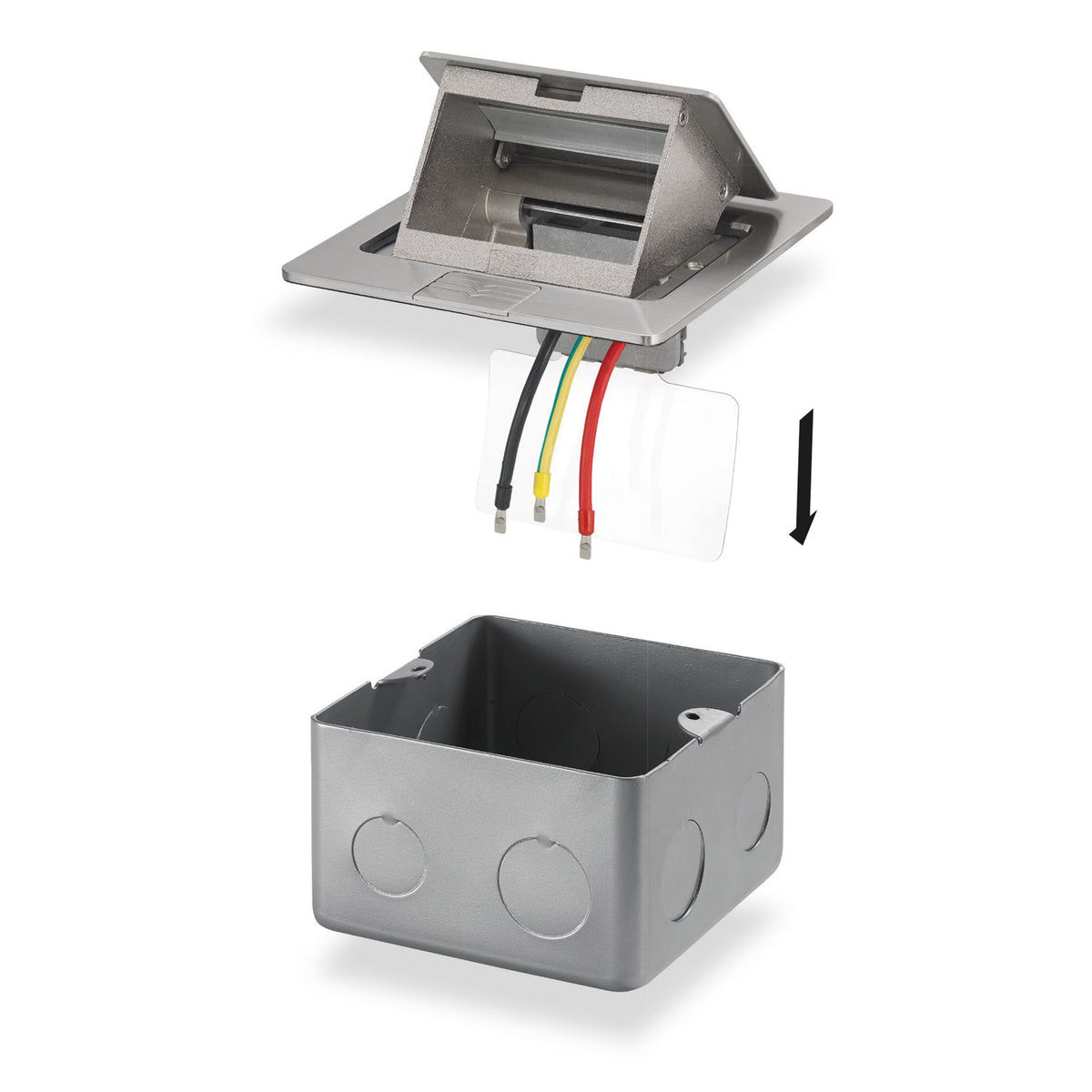 Vimar Flush Mounting Box for Floor Box, 3-Module, Zinc-Plated Metal