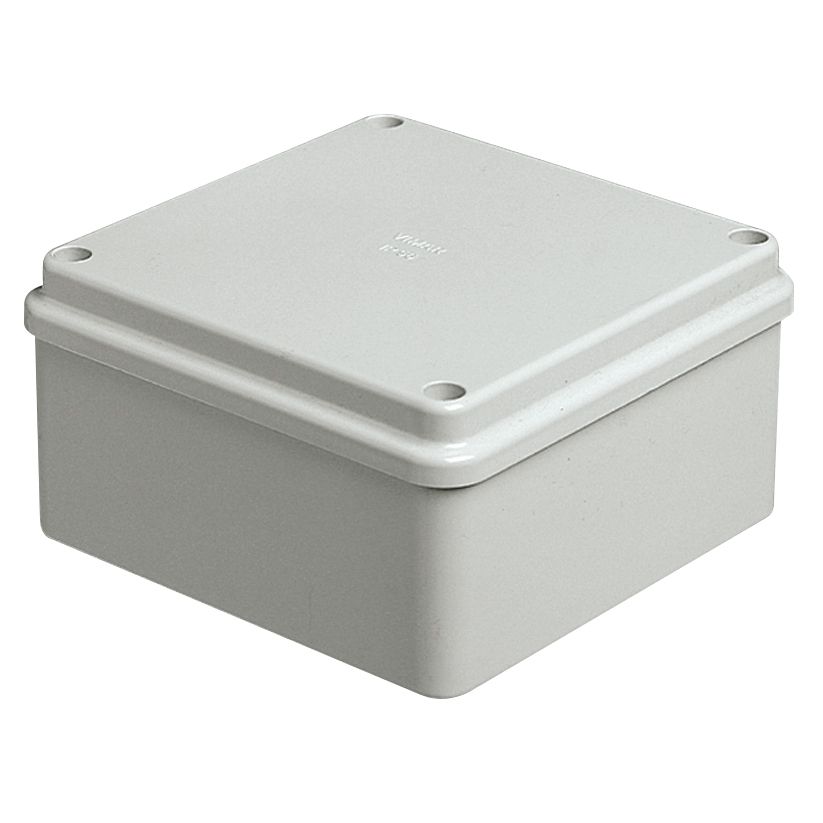 Vimar Surface-Mount Junction Box, IP56, 100 x 100 x 50 mm, Undrilled Walls, Blind Cover, Stainless Steel Screws, RAL 7035 Grey