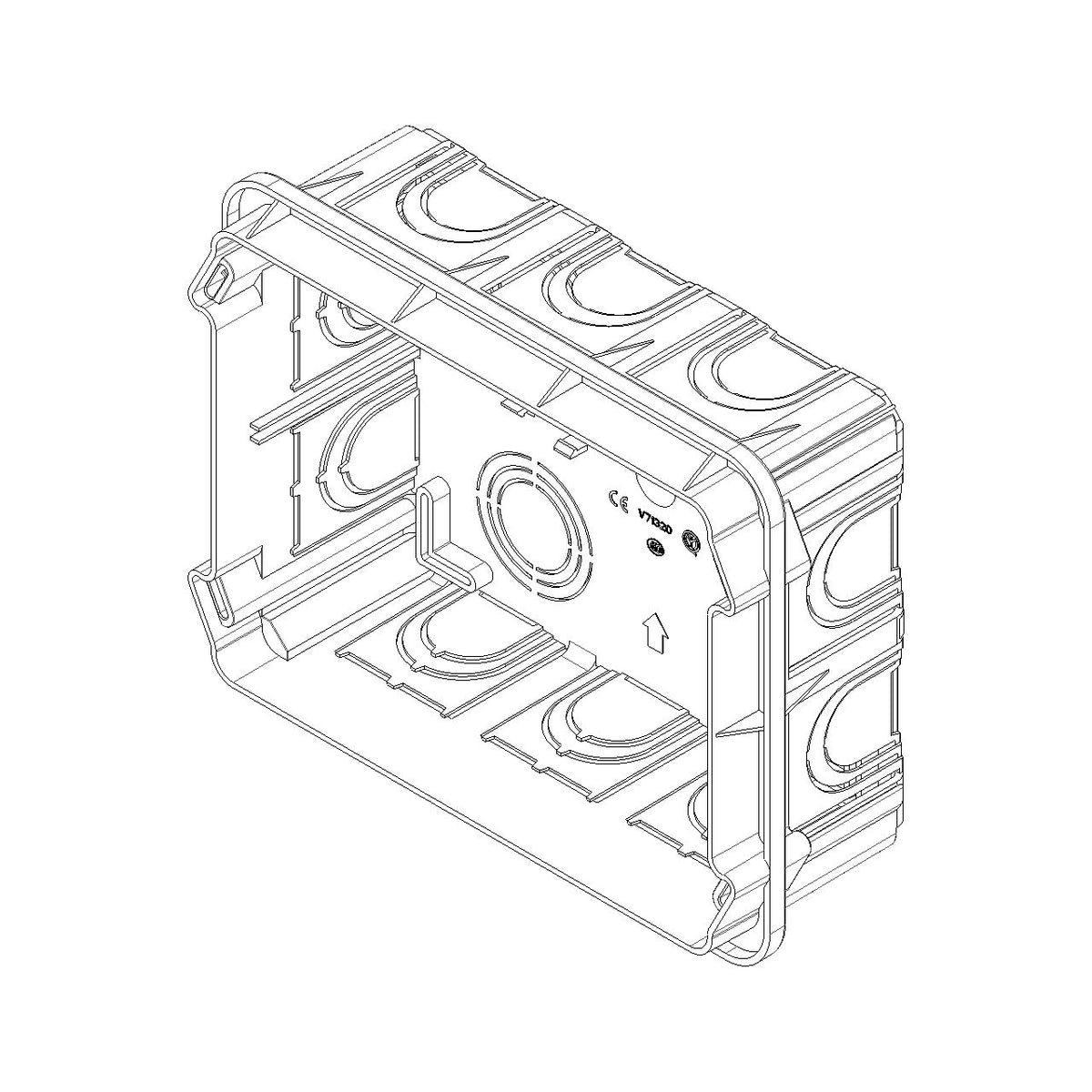 Vimar 12/14-Module Flush Mounting Box, For Masonry Walls, Rectangular, 134x180x50 mm, Halogen-Free Plastic, Glow Wire 650C, 20/25 mm Conduit Knockouts, Light Blue