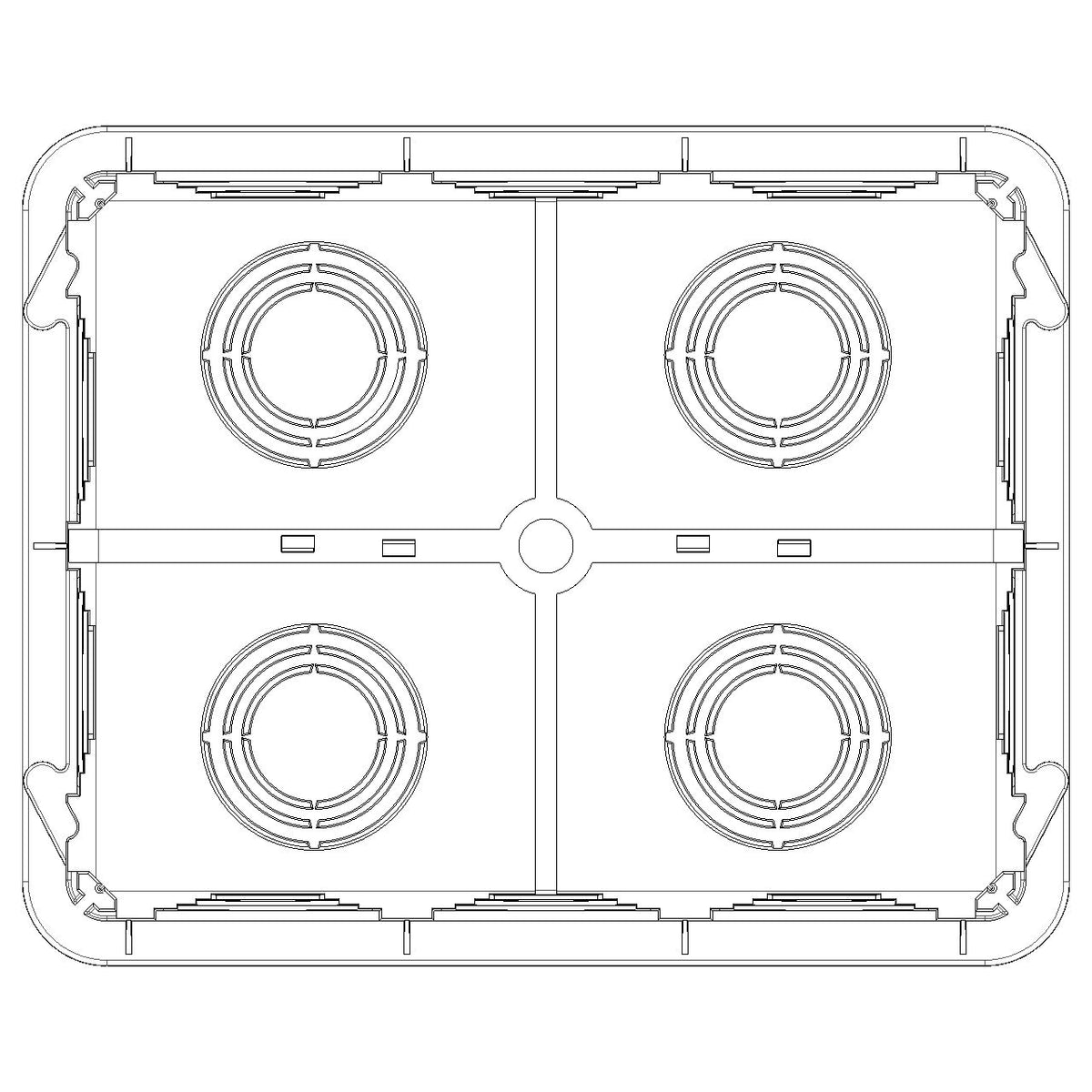 Vimar 12/14-Module Flush Mounting Box, For Masonry Walls, Rectangular, 134x180x50 mm, Halogen-Free Plastic, Glow Wire 650C, 20/25 mm Conduit Knockouts, Light Blue