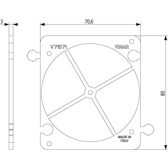 Vimar 2-Module Hollow Wall Box Mounting Frame, Centering Template, Horizontal/Vertical Coupling Joint