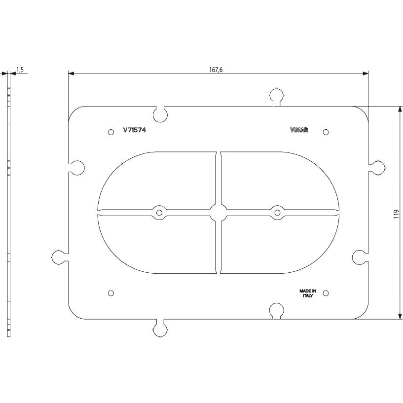 Vimar Accessory for 4-Module Hollow Wall Boxes, Frame, Centering Template, Coupling Joint