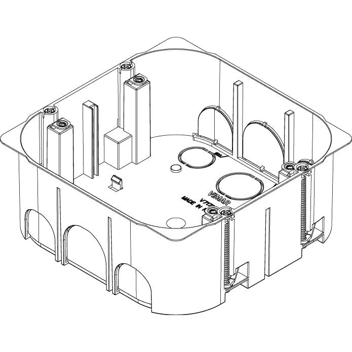 Vimar 8-Module Flush-Mount Box for Hollow Walls, 138 x 138 x 56 mm, 50 mm Internal Depth, For 20/25 mm Conduit, Halogen-Free Plastic, GW 850C, Light Blue Housing