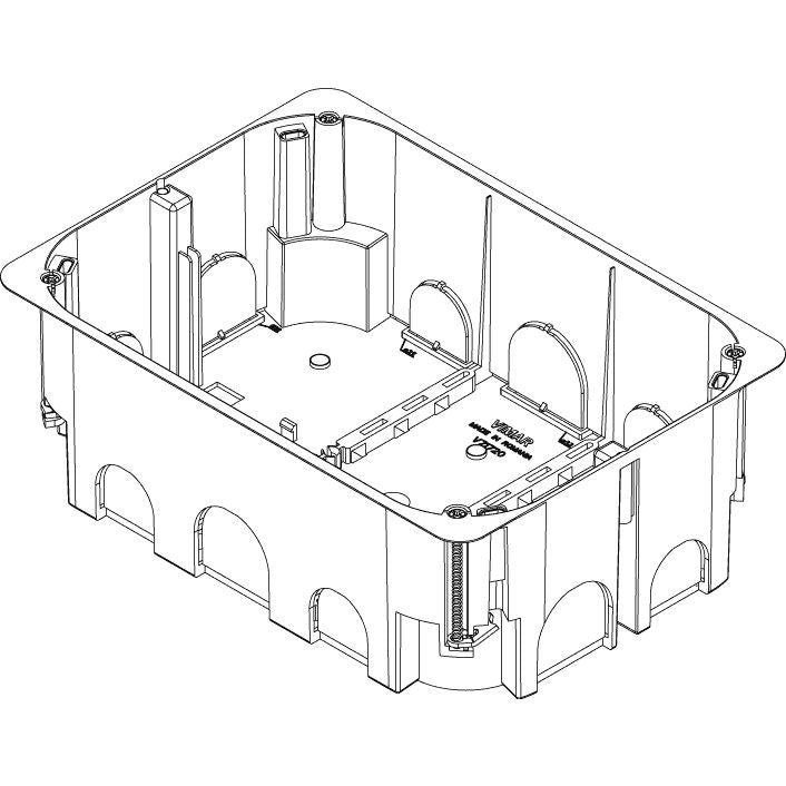 Vimar 12-14 Module Flush-Mount Box for Hollow Walls, 68 mm Cutout, 50 mm Internal Depth, Halogen-Free Plastic, GW 850C, Blue