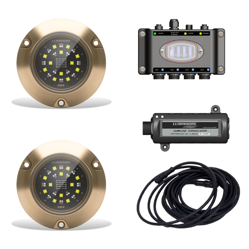 Lumishore - SMX154 EOS Underwater Light Kit - 2 Light Set, RGBW Color-Change, 10/31V, 7,000 Fixture Lumens