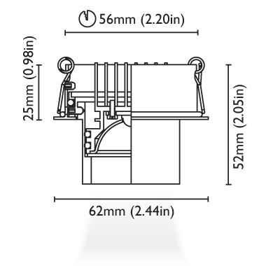 BCM - Kea 62M Adjustable Downlight - Stainless Steel, With Snoot Reflector