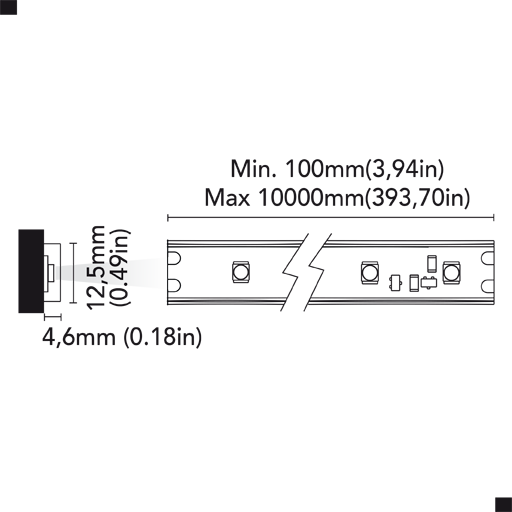BCM - Flex Led Two 60IP Strip Light - 60LED/MT, 10MT Reel, 3000K, IP67
