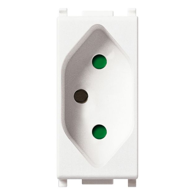 Vimar Plana 2P+E 10A Brazilian Standard SICURY Socket Outlet, 250V, IP20, Flush-Mount, Screw Terminal, Halogen-Free Thermoplastic