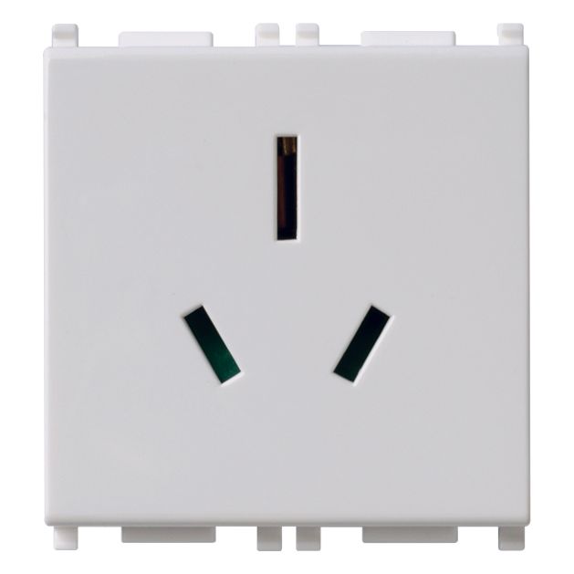 Vimar Plana 2P+E Australian SICURY Socket Outlet, 15A, 250V, 2-Module, Flush-Mounted