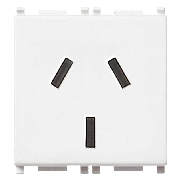 Vimar Plana 2P+E Argentinian SICURY Socket Outlet, 20A, 250V, 2-Module, Flush-Mounted, Screw Terminal, IP20