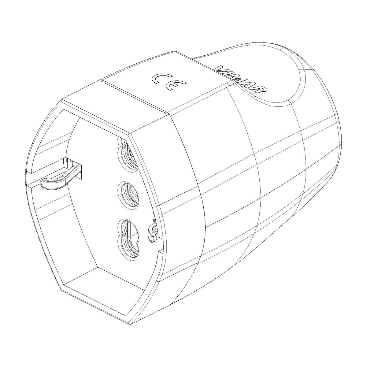 Vimar Supernova 2P+E Universal Axial Socket Outlet, For Euro, Italian and German Plugs, 16A, 250V, IP20, Screw Terminal, Halogen-Free