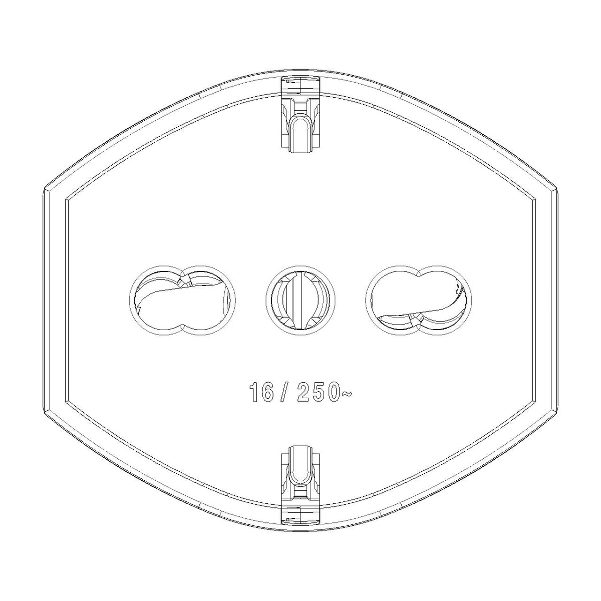 Vimar Supernova 2P+E Universal Axial Socket Outlet, For Euro, Italian and German Plugs, 16A, 250V, IP20, Screw Terminal, Halogen-Free