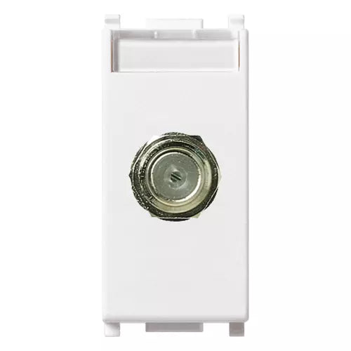 Vimar Plana Coaxial F-Type Female Socket Connector, End Socket, 2400 MHz, Snap Mounting, Remote Power Supply Compatible