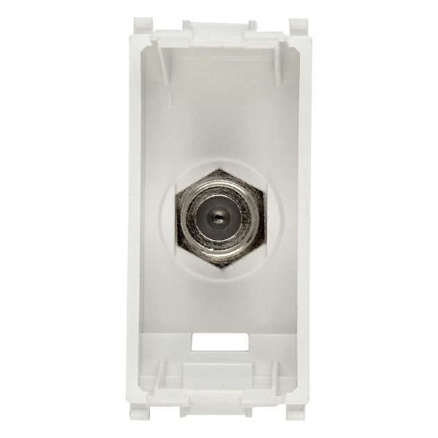 Vimar Plana Coaxial F-Type Female Socket Connector, End Socket, 2400 MHz, Snap Mounting, Remote Power Supply Compatible