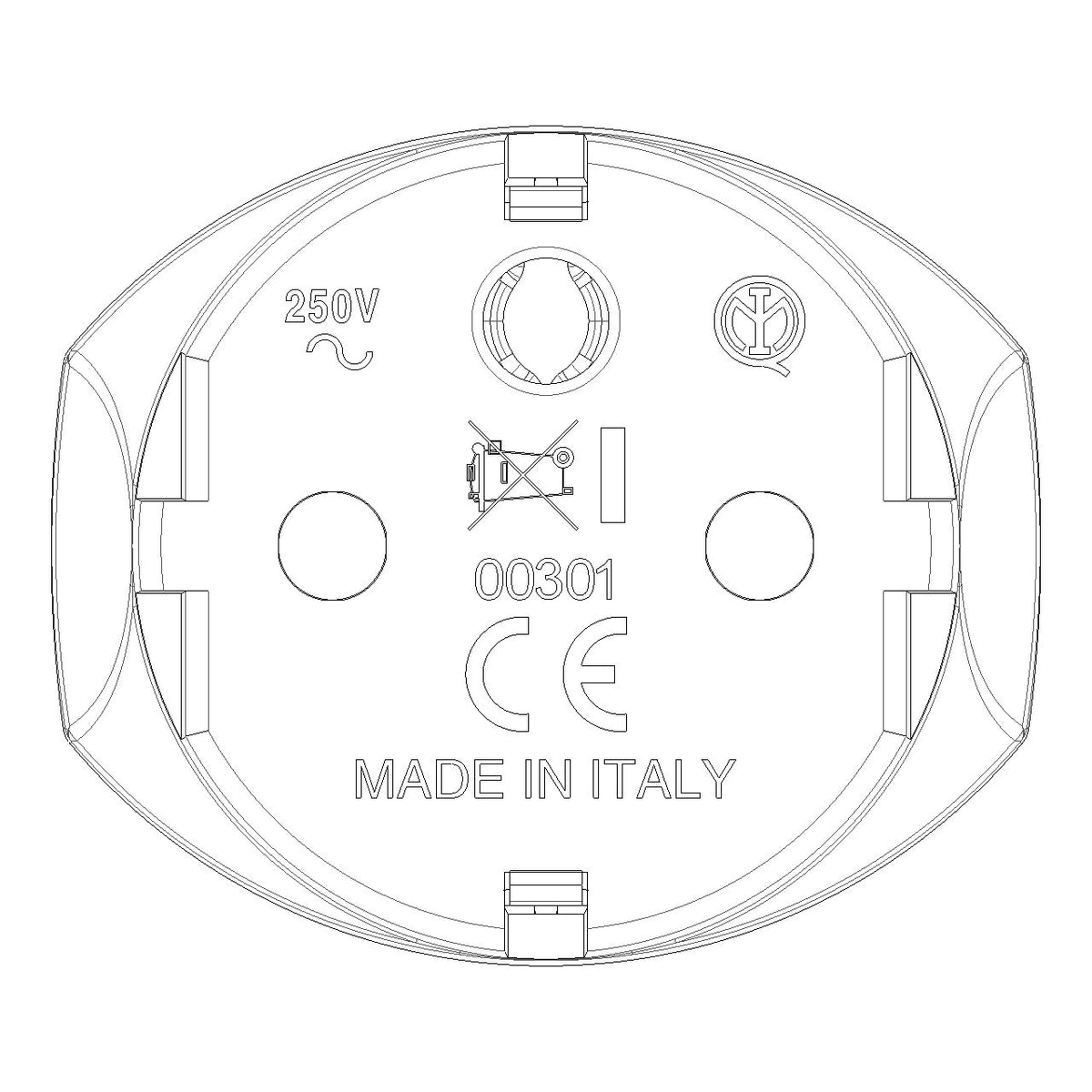 Vimar Sicury German/French to Italian Plug Adapter, 2P+E, 250V, 16A, 1500W, P17/11 Socket