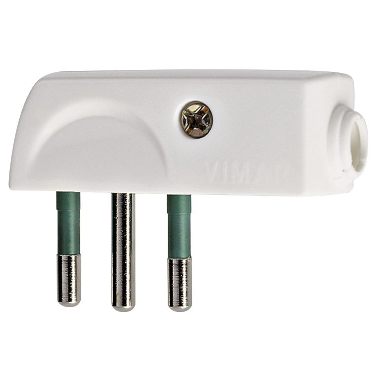 Vimar Supernova SPA11 Italian Standard Flat Plug, 2P+E, 10A, 250V, 90 Degree Cable Entry, IP20, Screwed Terminal
