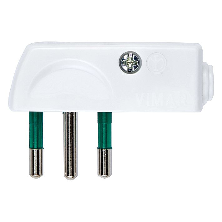 Vimar Supernova SPA11 Italian Standard Flat Plug, 2P+E, 10A, 250V, 90 Degree Cable Entry, IP20, Screwed Terminal