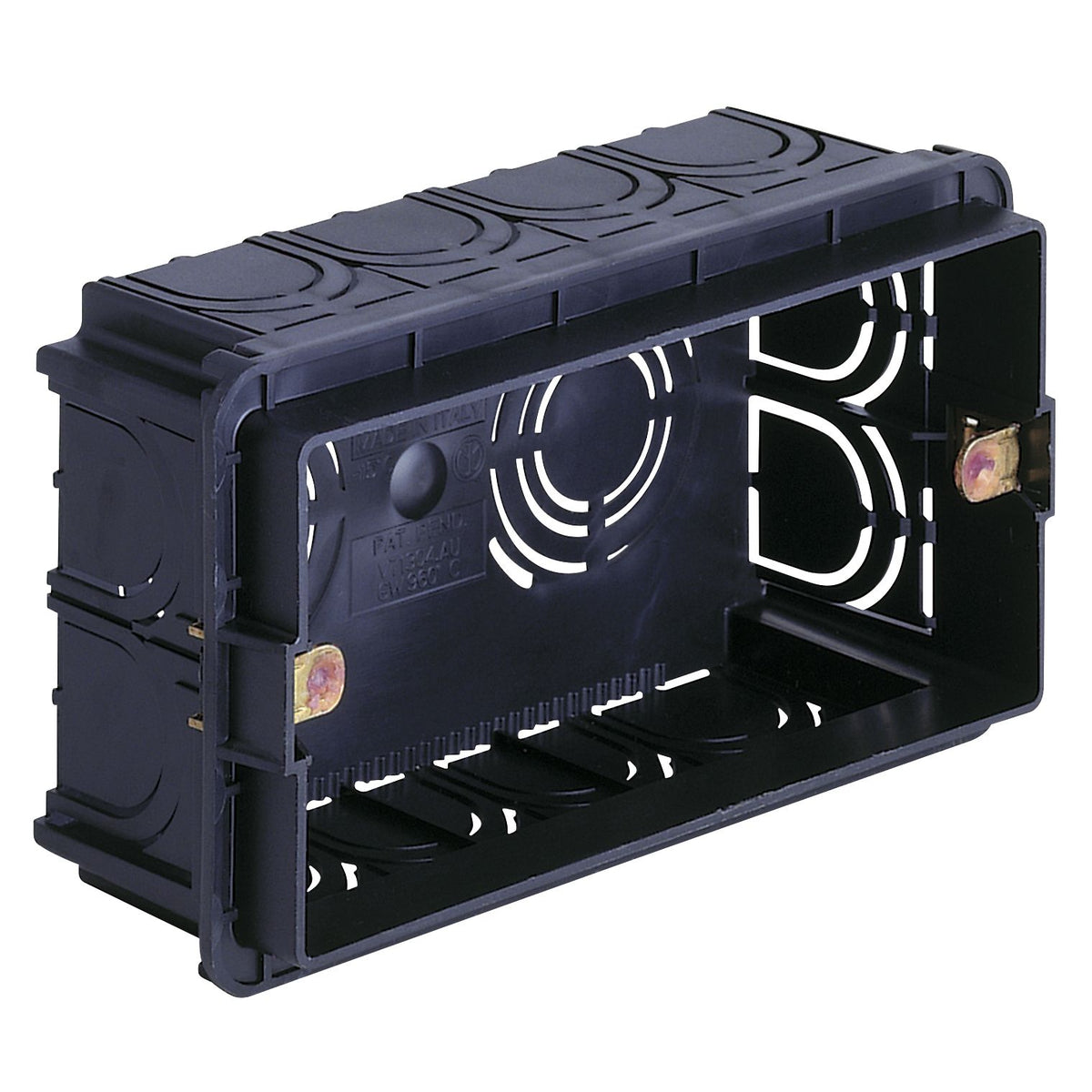 Vimar 4-Module Flush Mounting Box, For Masonry Walls, Halogen-Free Plastic, 14 Rear Inlets, 20/25 mm Pipe Entry
