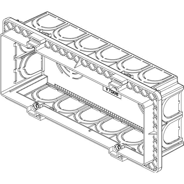 Vimar 6-7 Module Flush Mounting Box, For Masonry Walls, 9 Knockouts for 20/25 mm Tubes, Halogen-Free Plastic, IP00