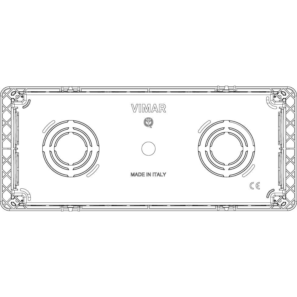 Vimar 6-7 Module Flush Mounting Box, For Masonry Walls, 9 Knockouts for 20/25 mm Tubes, Halogen-Free Plastic, IP00