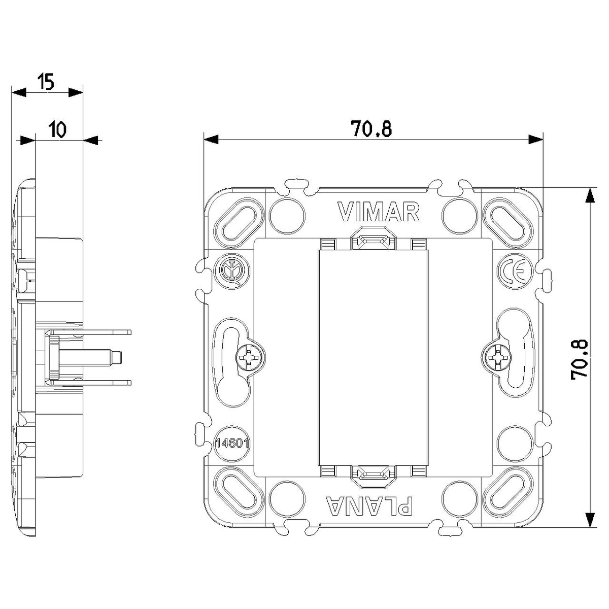 Vimar Plana 1-Module Mounting Frame with Claws, For 60 mm Flush-Mount Boxes