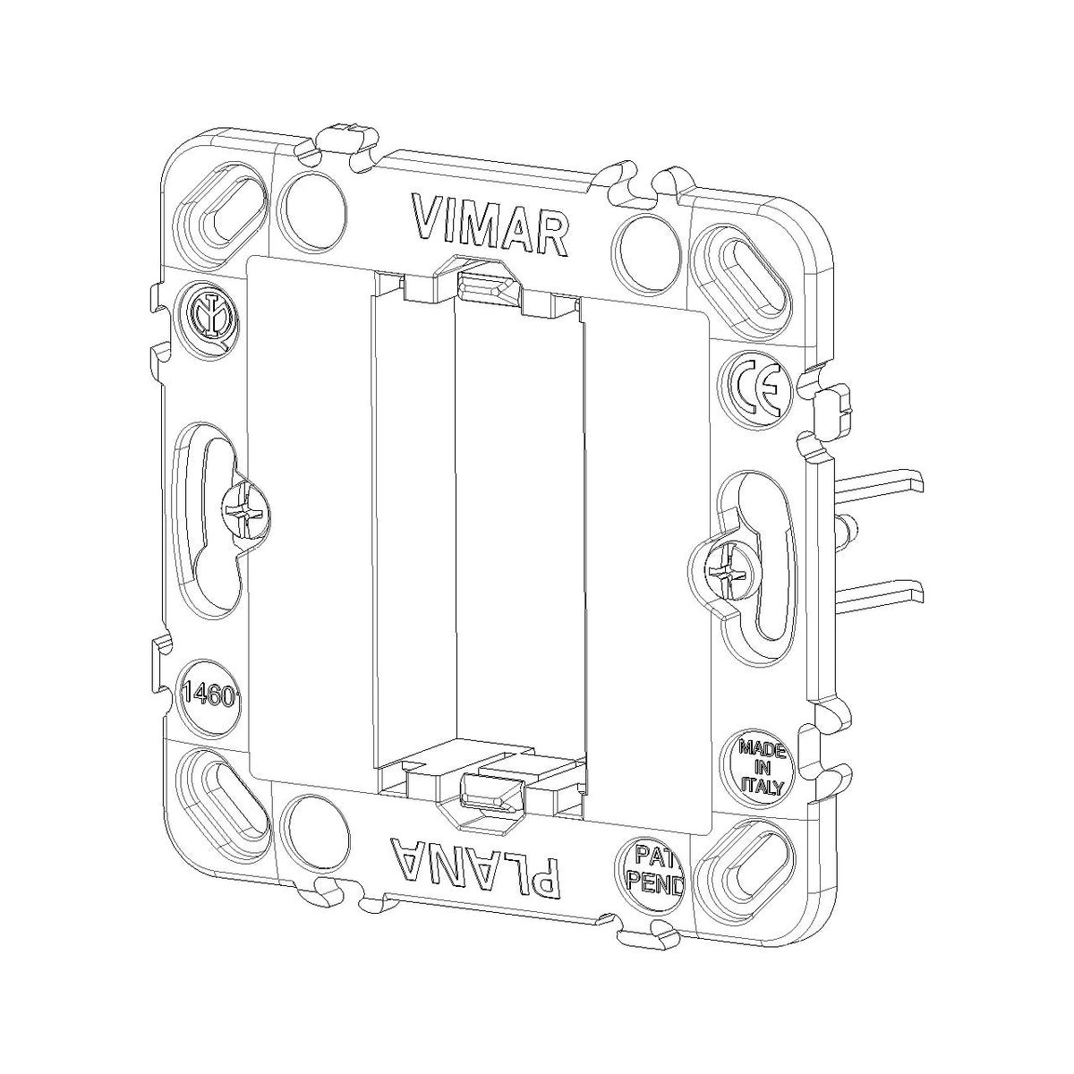 Vimar Plana 1-Module Mounting Frame with Claws, For 60 mm Flush-Mount Boxes