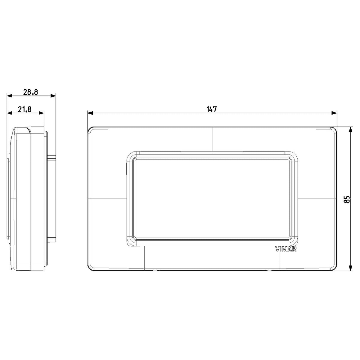 Vimar 4-Module IP55 Cover Plate, For Eikon and Plana Series, For 4-Module Flush Mounting Boxes, With Screws