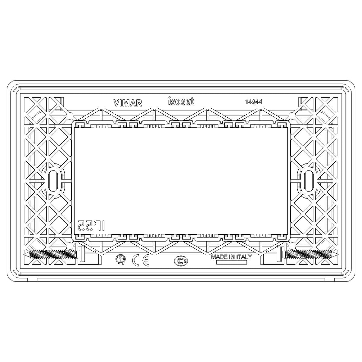 Vimar 4-Module IP55 Cover Plate, For Eikon and Plana Series, For 4-Module Flush Mounting Boxes, With Screws