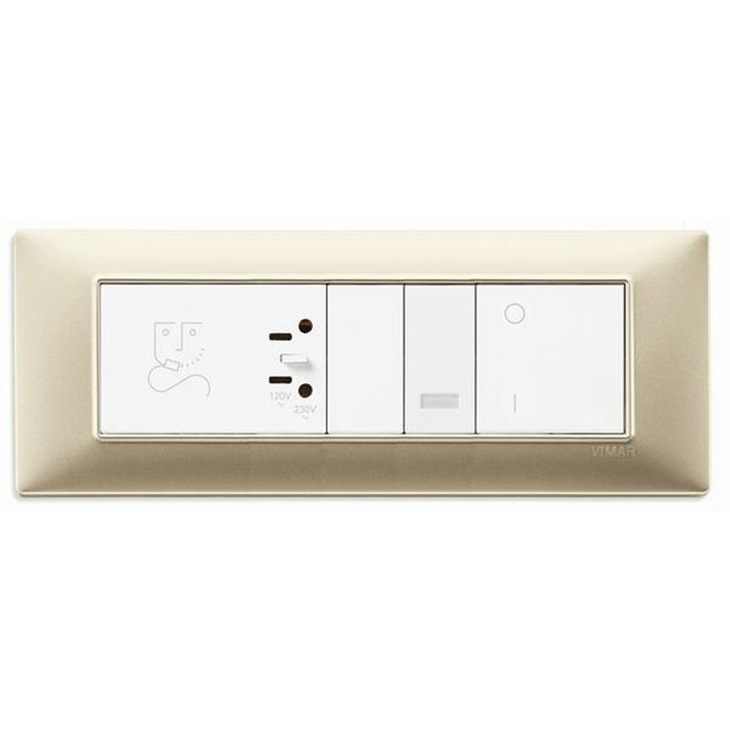 Vimar Plana Shaver Supply Unit 230V, 20 VA Isolating Transformer, 120V/230V Output, 3-Module