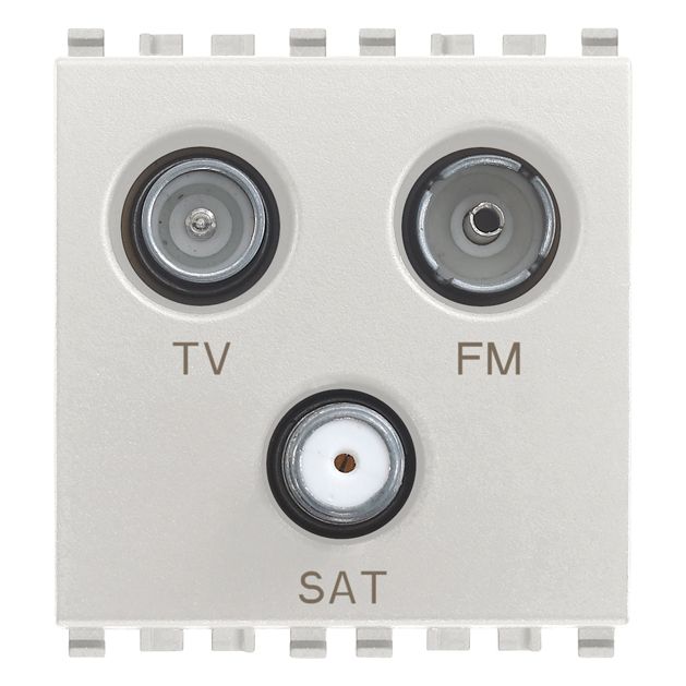 Vimar EIKON TV-FM-SAT Coaxial Socket Outlet, Single Connection, 3 Outputs, 5-2400 MHz, 1 dB, 2 Modules