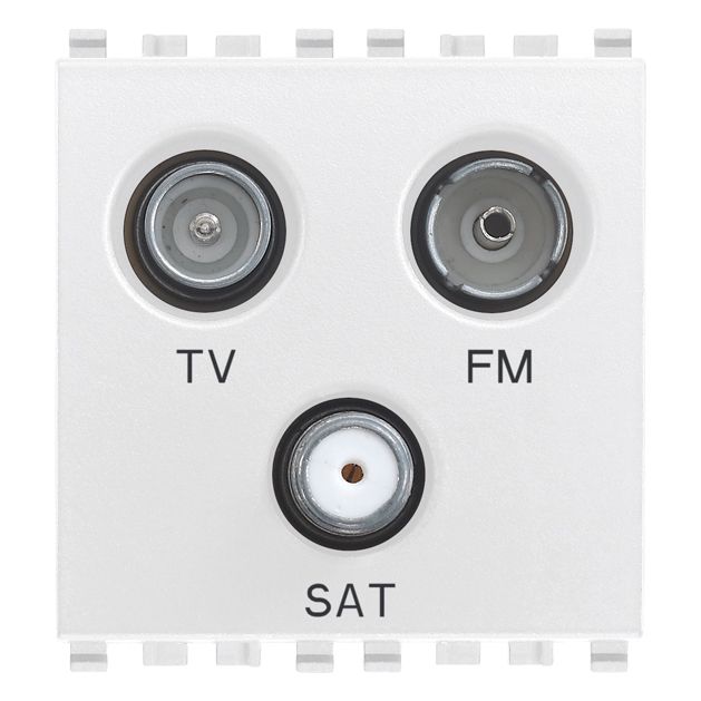 Vimar EIKON TV-FM-SAT Coaxial Socket Outlet, Single Connection, 3 Outputs, 5-2400 MHz, 1 dB, 2 Modules