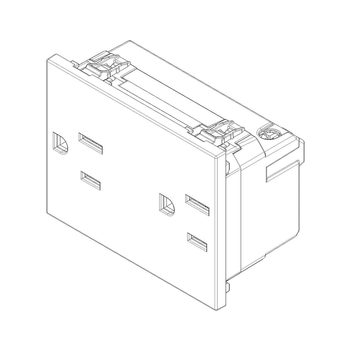 Vimar LINEA Two 2P+E USA SICURY Outlet, 15A, 127V, 3-Module, Flush-Mounted