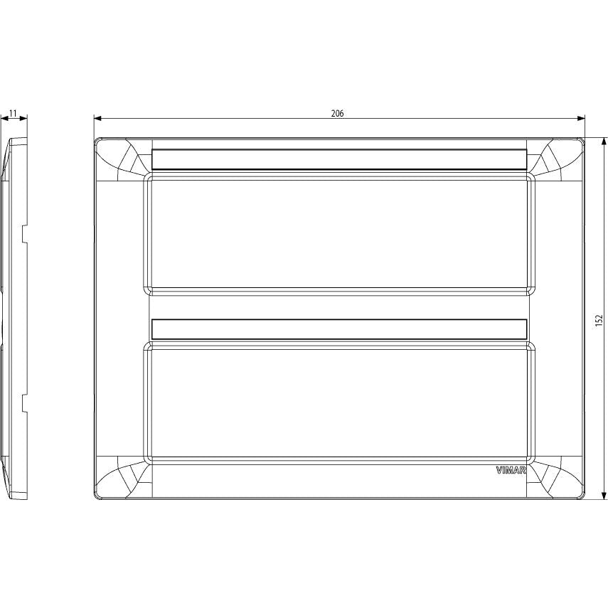 Vimar Plana 14-Module (7+7) Cover Plate, Technopolymer, Halogen-Free