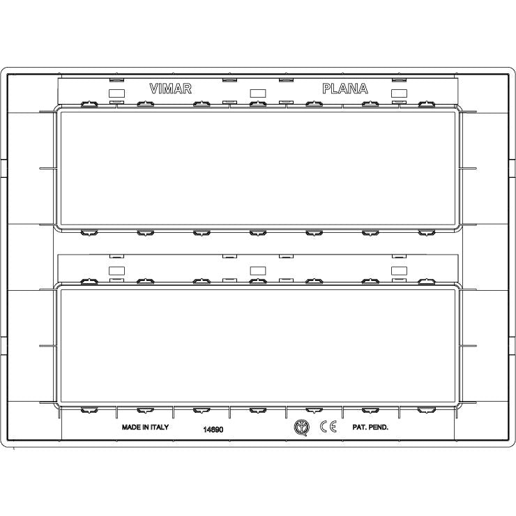 Vimar Plana 14-Module (7+7) Cover Plate, Technopolymer, Halogen-Free