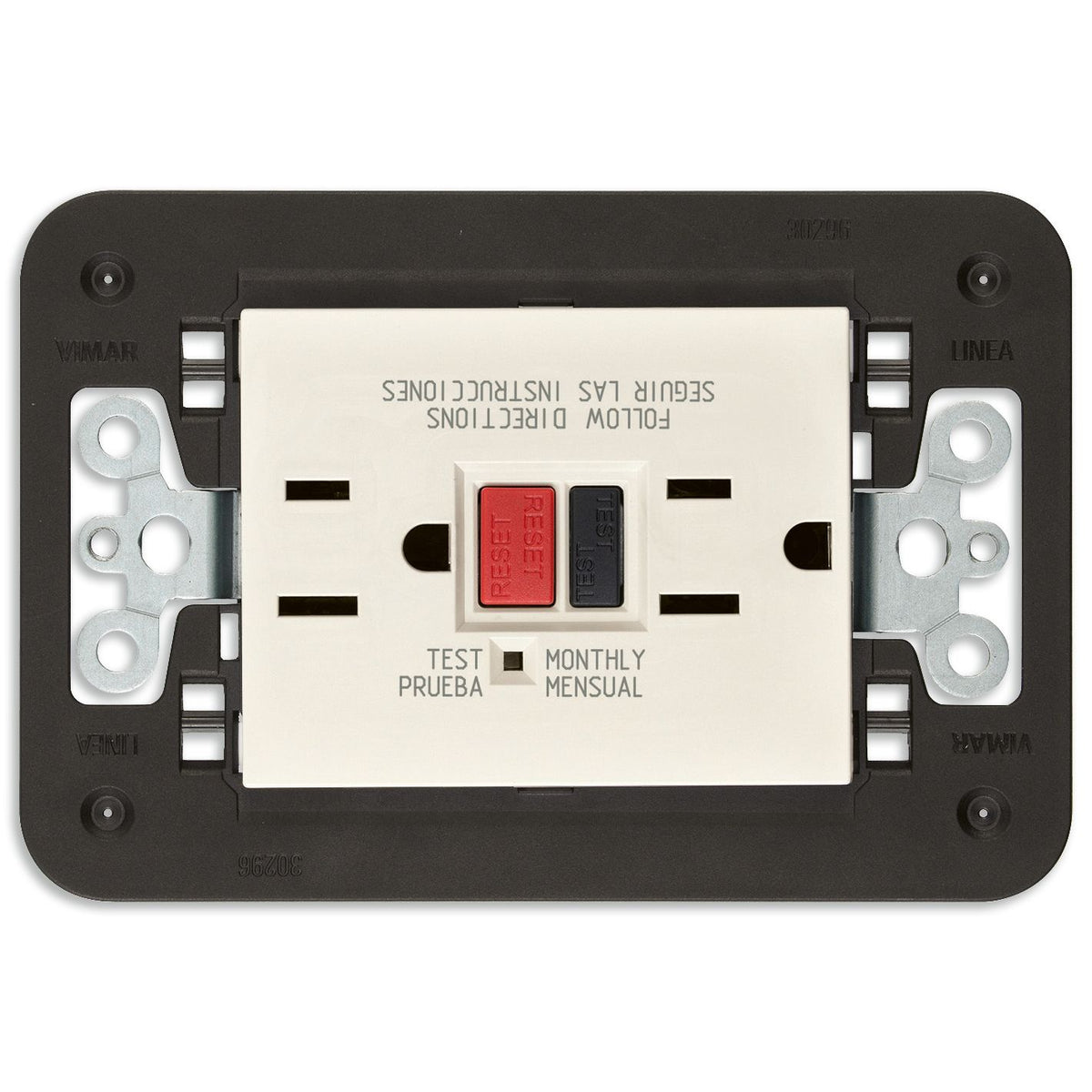 Vimar LINEA USA Duplex GFCI Outlet, 15A, 125V, Flush Mount