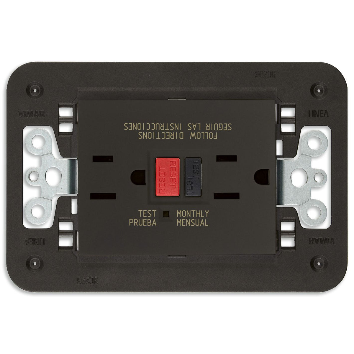Vimar LINEA USA Duplex GFCI Outlet, 15A, 125V, Flush Mount