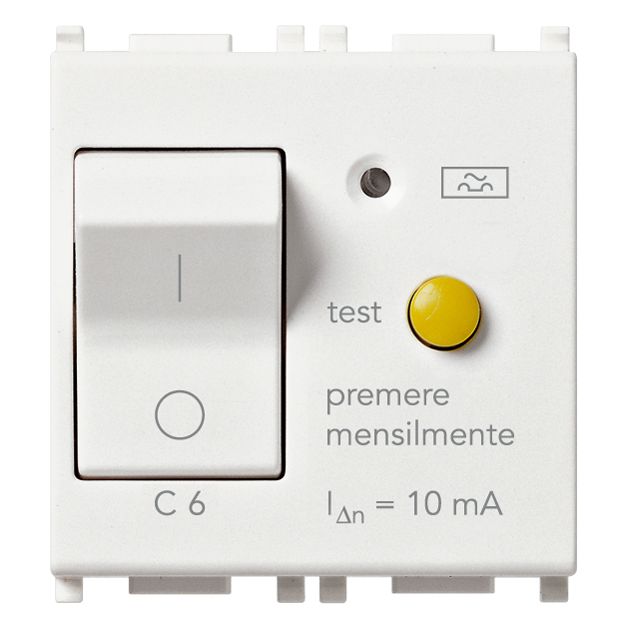 Vimar Plana 1P+N RCBO Breaker, 120-230V, IP40, Built-In, 2 Modules