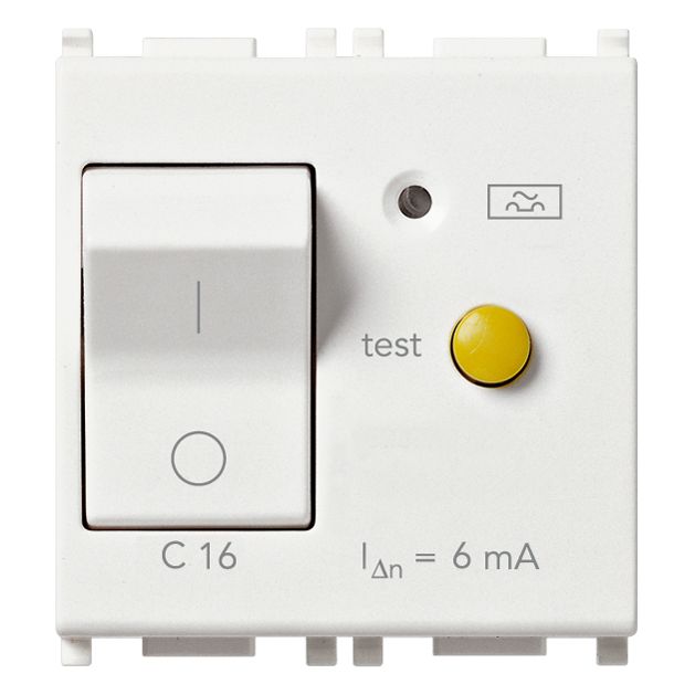 Vimar Plana 1P+N RCBO Breaker, 120-230V, IP40, Built-In, 2 Modules