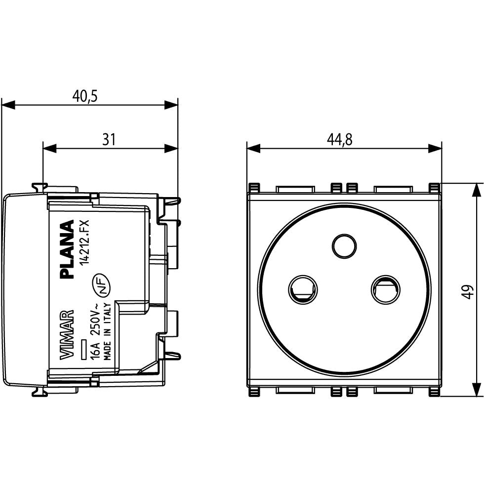 Vimar Plana 2P+E French SICURY Socket Outlet, 16A, 250V, IP20