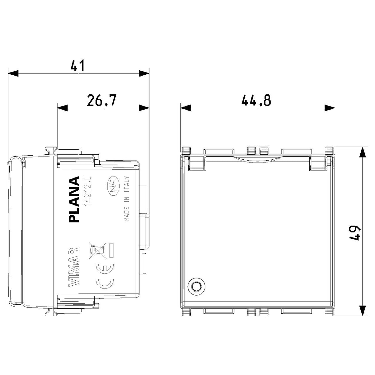 Vimar Plana 2P+E French SICURY Socket Outlet, 16A, 250V, IP20