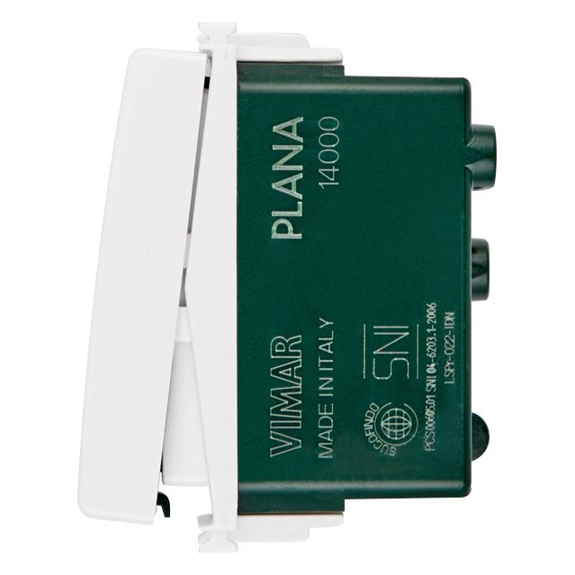 Vimar Plana 1P 10AX 1-Way Switch, 250V, Lightable, Replaceable Button