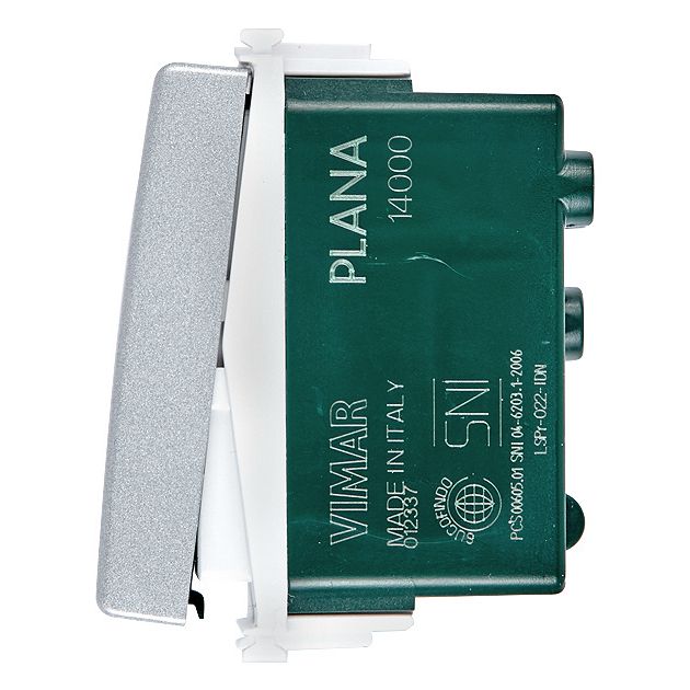 Vimar Plana 1P 10AX 1-Way Switch, 250V, Lightable, Replaceable Button