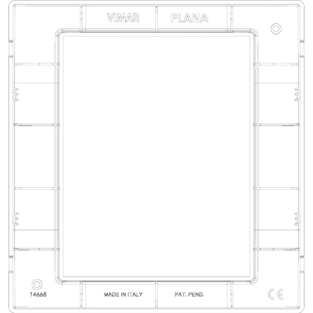 Vimar Plana 8-Module Cover Plate, 142.5 x 151 mm, Halogen-Free Technopolymer