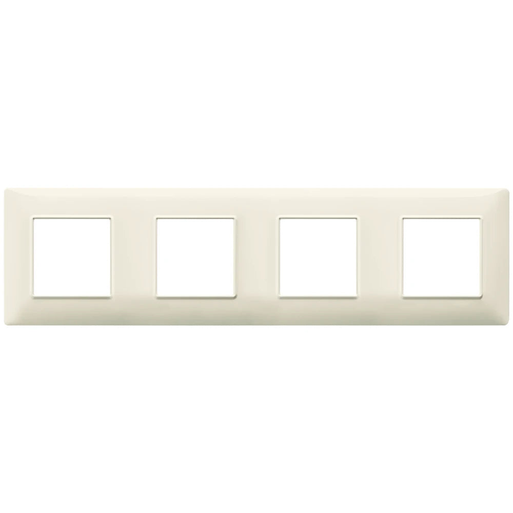 Vimar Plana 8-Module (2+2+2+2) Cover Plate, 71mm Center Distance, 293 x 80mm, Halogen-Free Technopolymer, Clamp Mounting, IP00